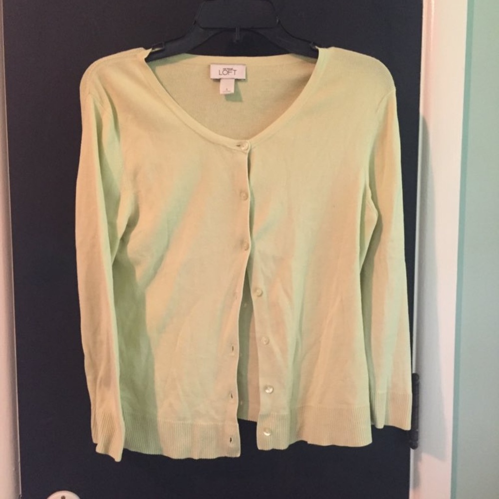Light green button up sweater from the LOFT size S